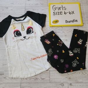 Unicorn Cat Shirt and Halloween Leggings Set